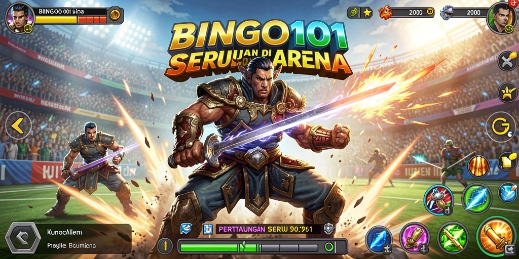 Tangkapan layar BINGO101 menampilkan pertarungan seru antar karakter.