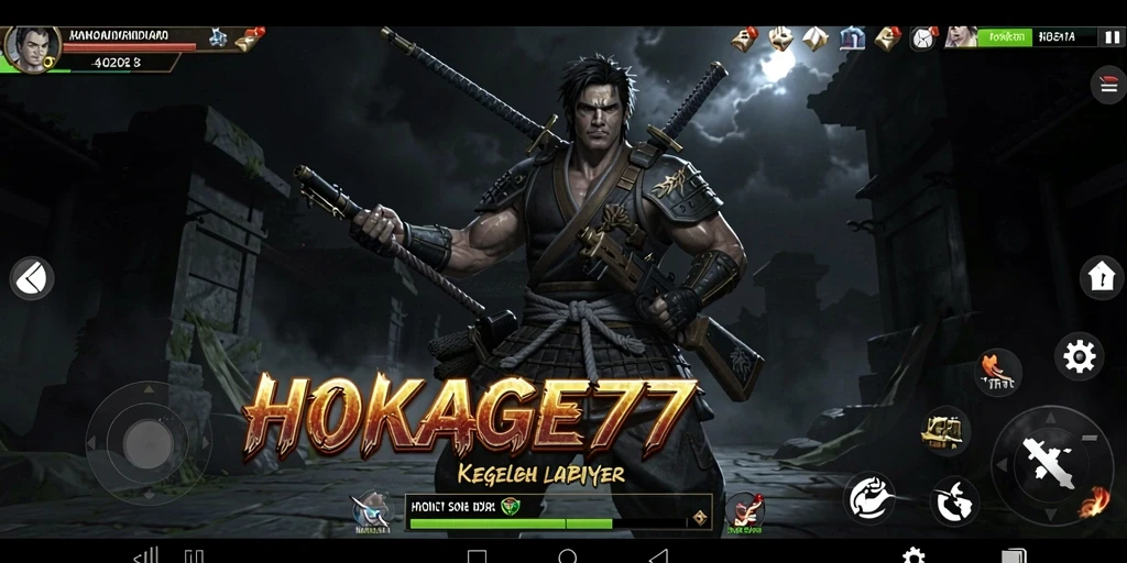 Screenshot gameplay HOKAGE77 menampilkan suasana menakutkan dan makhluk mengerikan.