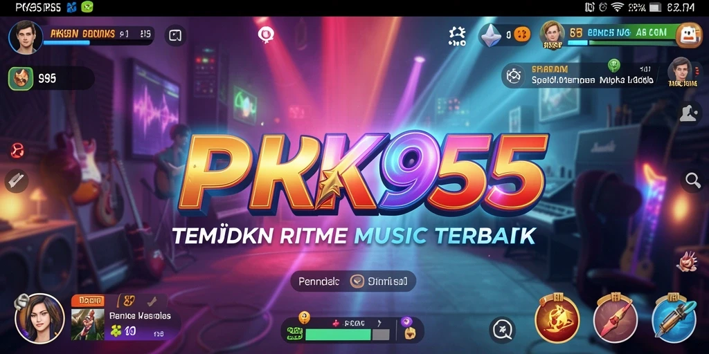 Tampilan antar muka PK95 yang penuh warna dan menarik saat bermain musik.
