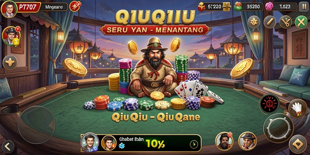 Gameplay seru di PT707 dengan kartu QiuQiu yang menantang.