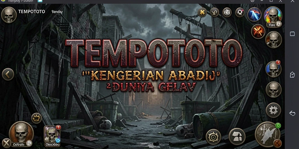 Screenshot gameplay TEMPOTOTO yang menunjukkan suasana menyeramkan dan mencekam.