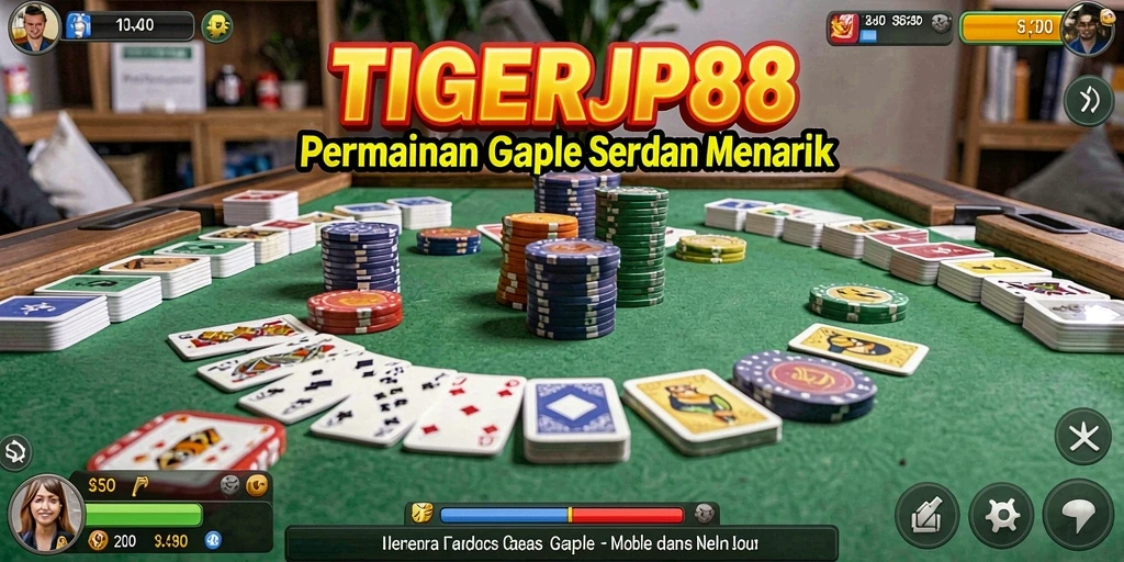 Screenshot gameplay TIGERJP88 yang menampilkan suasana permainan Gaple.